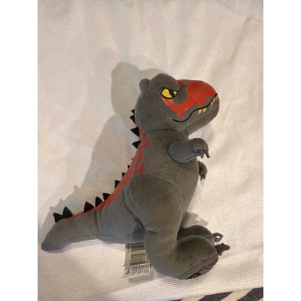 Jurassic World T-Rex Plush Stuffed Animal Grey Red Universal Studios 8 Inch